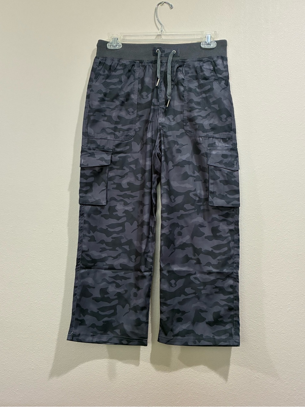 Dark Gray Camo Cargo Drawstring Pants